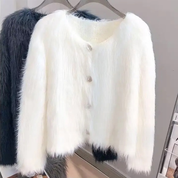 #174 Imitation mink cashmere knitted cardigan sweater European soft cardigan - Picture 3 of 5